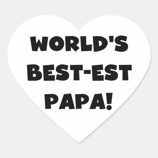 Black Text 's Werelds Beste Papa Tshirts en gesche Hart Sticker (Voorkant)