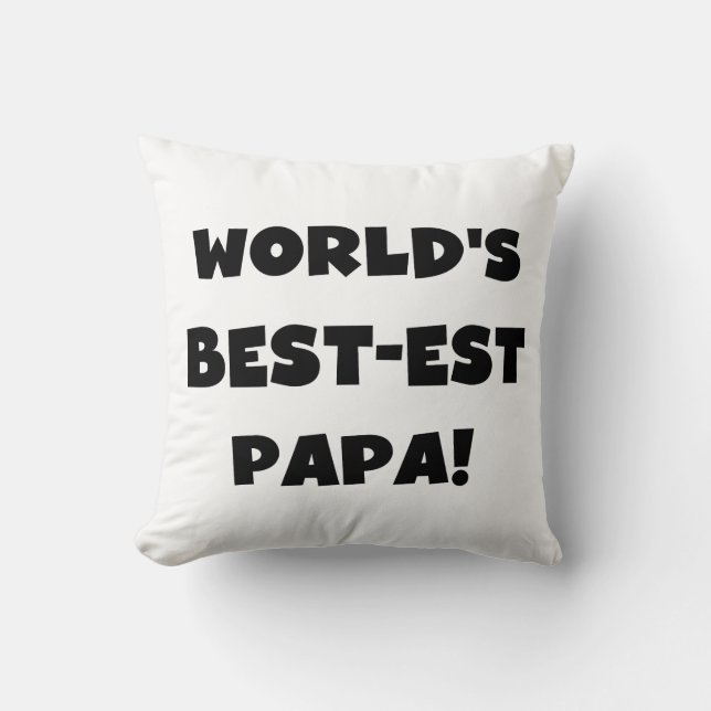 Black Text 's Werelds Beste Papa Tshirts en gesche Kussen (Voorkant)