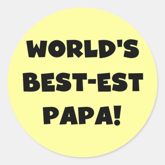 Black Text 's Werelds Beste Papa Tshirts en gesche Ronde Sticker (Voorkant)