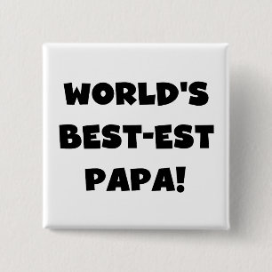 Black Text 's Werelds Beste Papa Tshirts en gesche Vierkante Button 5,1 Cm