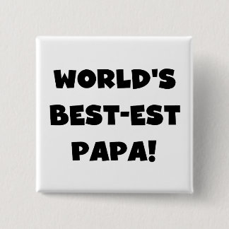Black Text 's Werelds Beste Papa Tshirts en gesche Vierkante Button 5,1 Cm