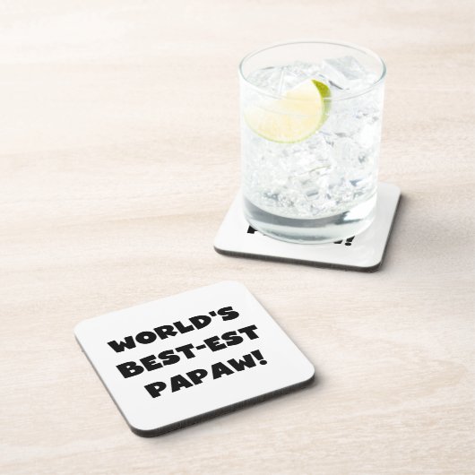 Black Text 's Werelds beste Papaw geschenken Bier Onderzetter (Rechterzijde)