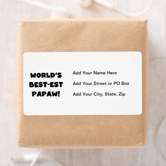 Black Text 's Werelds beste Papaw geschenken Etiket (Insitu)
