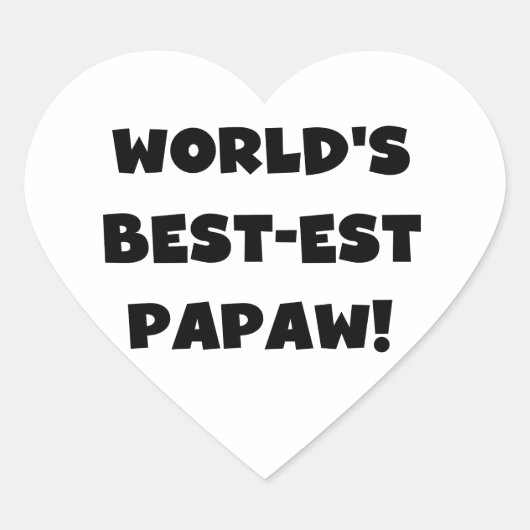 Black Text 's Werelds beste Papaw geschenken Hart Sticker (Voorkant)