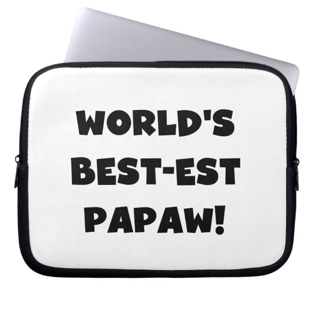 Black Text 's Werelds beste Papaw geschenken Laptop Sleeve (Voorkant)
