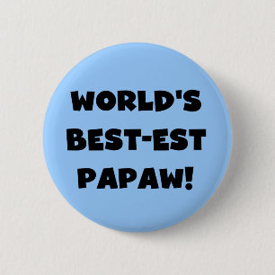 Black Text 's Werelds beste Papaw geschenken Ronde Button 5,7 Cm