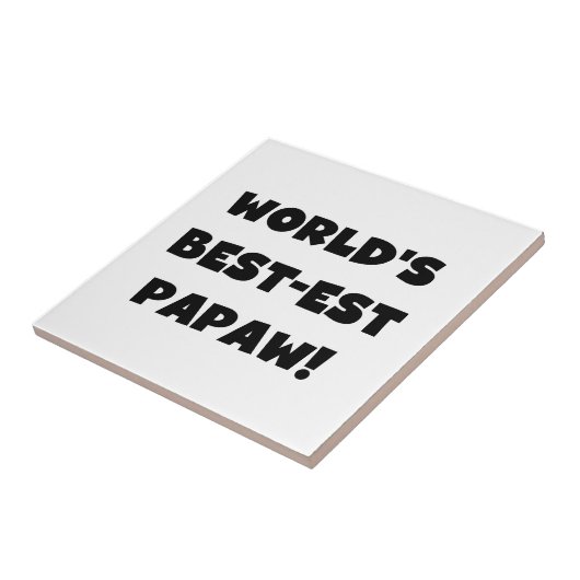 Black Text 's Werelds beste Papaw geschenken Tegeltje (Zijkant)