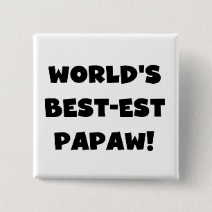 Black Text 's Werelds beste Papaw geschenken Vierkante Button 5,1 Cm