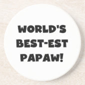 Black Text 's Werelds beste Papaw geschenken Zandsteen Onderzetter (Voorkant)