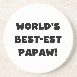 Black Text 's Werelds beste Papaw geschenken Zandsteen Onderzetter