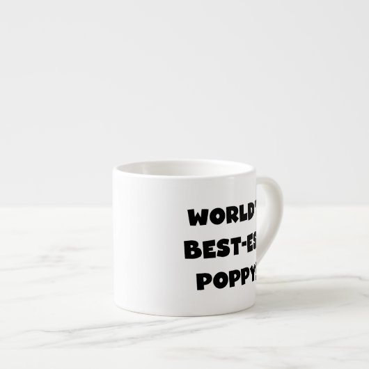 Black Text 's Werelds beste Poppy Gifts Espresso Kop (Voorkant rechts)