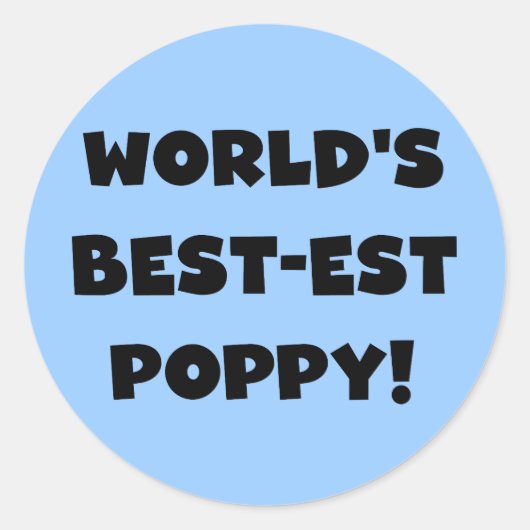 Black Text 's Werelds beste Poppy Gifts Ronde Sticker (Voorkant)