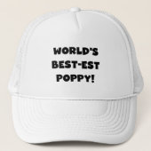 Black Text 's Werelds beste Poppy Gifts Trucker Pet (Voorkant)