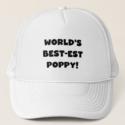 Black Text 's Werelds beste Poppy Gifts Trucker Pet (Voorkant)