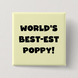 Black Text 's Werelds beste Poppy Gifts Vierkante Button 5,1 Cm