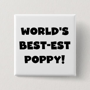 Black Text 's Werelds beste Poppy Gifts Vierkante Button 5,1 Cm