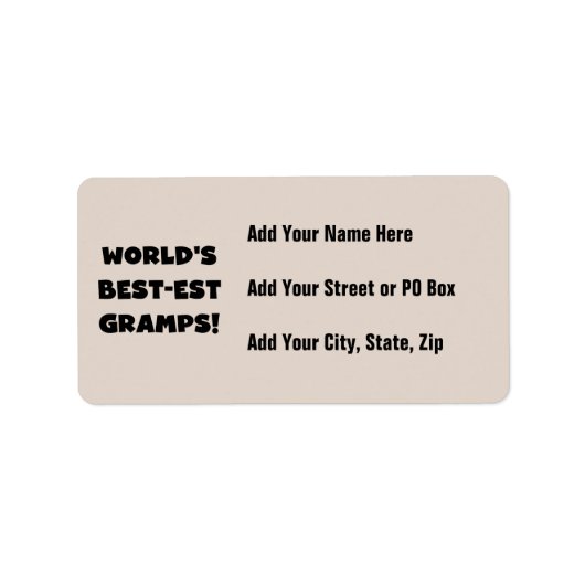 Black Text World's Best-est Gramps Gifts Etiket (Voorkant)