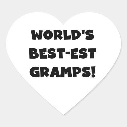 Black Text World's Best-est Gramps Gifts Hart Sticker (Voorkant)