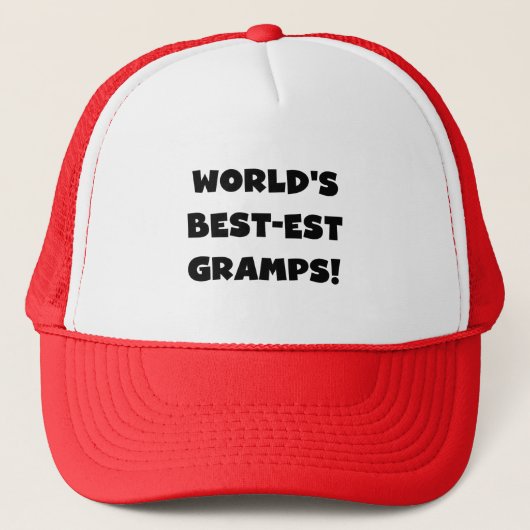 Black Text World's Best-est Gramps Gifts Trucker Pet (Voorkant)