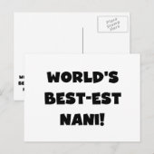 Black Text World's Best-est Nani T-shirts en gesch Briefkaart (Voorkant / Achterkant)