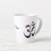 Black Textured Om Symbol, Name, 12oz Latte Mok (Rechterhoek)