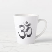 Black Textured Om Symbol, Name, 12oz Latte Mok (Rechts)