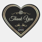 Black Thank You Verpakking met Goud Lijst en Logo Hart Sticker (Voorkant)