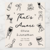 Black That's Amore Hand Drawn Wedding Wijn Etiket (Enkel label)