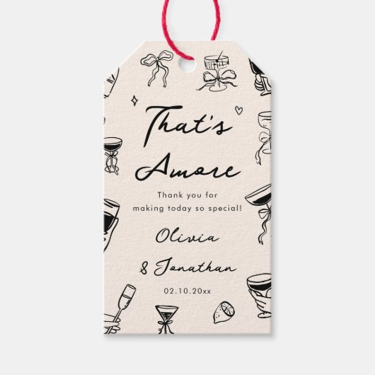 Black That's Amore Wedding Engagement Party Cadeaulabel (Voorkant)