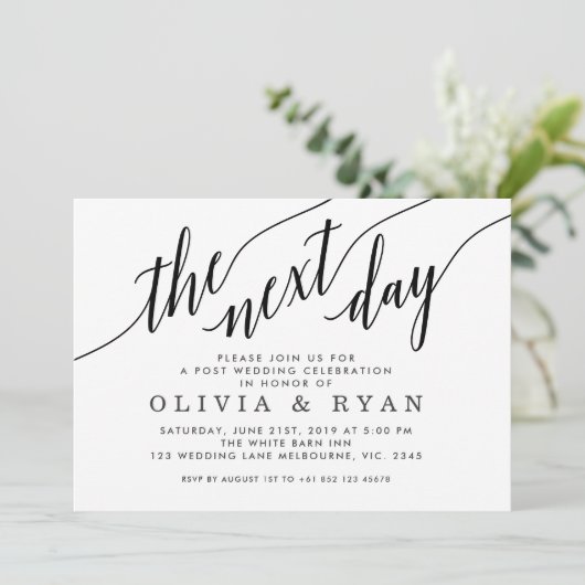 Black The Next Day Wedding Celebration Kaart (Staand voorkant)