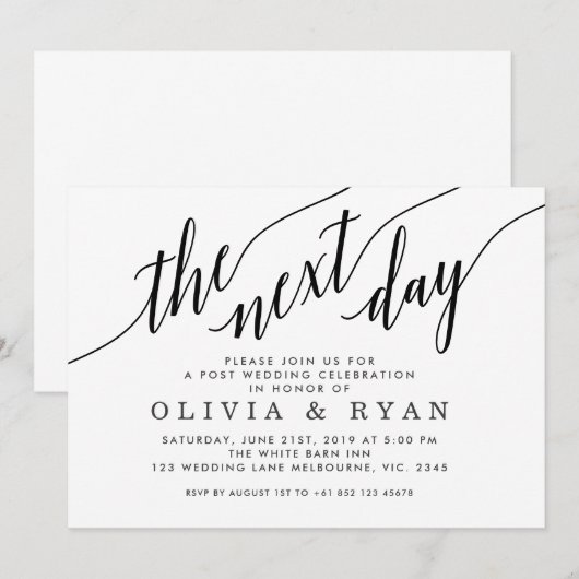 Black The Next Day Wedding Celebration Kaart (Voorkant / Achterkant)