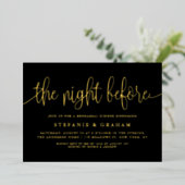 Black The Night Before Script Oefendiner Folie Uitnodiging (Staand Voorkant)