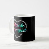 Black Therapist Heart Word Cloud Waterverf Koffiemok (Voorkant links)