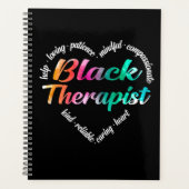 Black Therapist Heart Word Cloud Waterverf Planner (Voorkant)