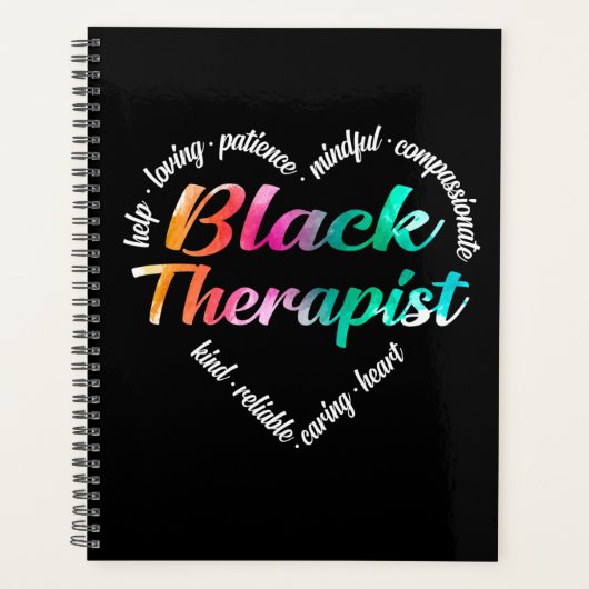 Black Therapist Heart Word Cloud Waterverf Planner (Voorkant)