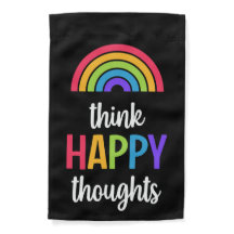 Black Think Happy Thoughts Rainbow