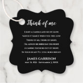Black Think of Me Celebration of Life Candle Bedankjes Labels (Voorkant)