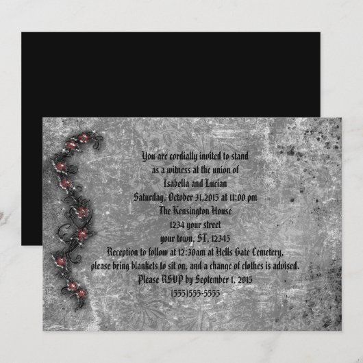 Black Thorn Rozen Gothic Wedding Kaart (Voorkant / Achterkant)