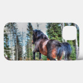 Black Thoroughbred Percheron Horse, Jumping logs Case-Mate iPhone Case (Achterkant (horizontaal))