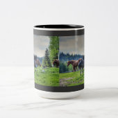 Black Thoroughbred Percheron Horse Photo 3 Tweekleurige Koffiemok (Center)