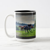 Black Thoroughbred Percheron Horse Photo 3 Tweekleurige Koffiemok (Links)