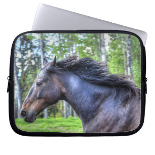Black Thoroughbred Percheron Horse Photo Laptop Sleeve