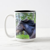 Black Thoroughbred Percheron Horse Photo Tweekleurige Koffiemok (Links)