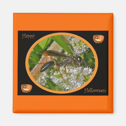 Black Thread-Waist Wasp Halloween Magnet (Voorkant)