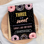Black Three is Sweet Donut Verjaardag Uitnodiginge Kaart