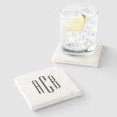 Black Three Letter Monogram Stenen Onderzetter (Zijkant)