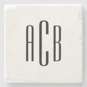 Black Three Letter Monogram Stenen Onderzetter (Voorkant)