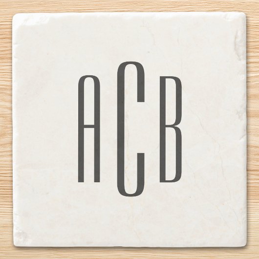 Black Three Letter Monogram Stenen Onderzetter