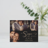 Black Three Photos Collage Wedding Funny Script (Staand voorkant)