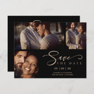 Black Three Photos Collage Wedding Funny Script